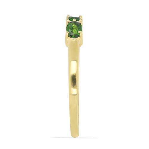 0.90 CT CHROME DIOPSIDE GOLD PLATED STERLING SILVER RINGS #VR024101